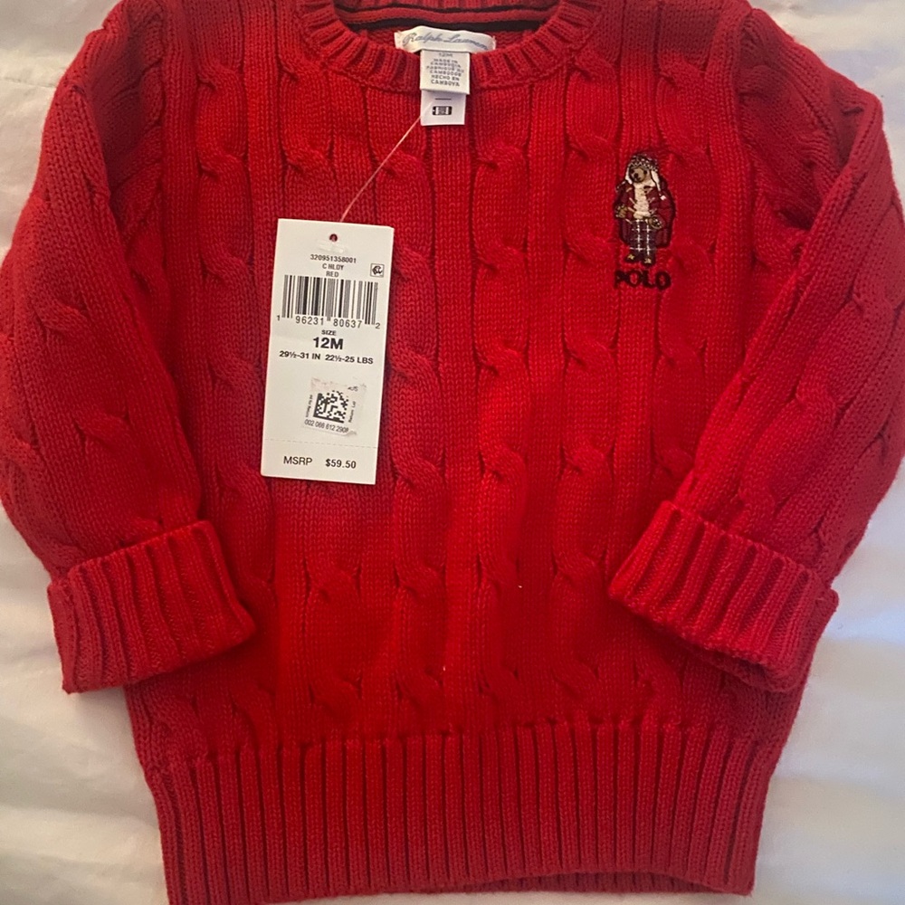 Ralph Lauren Red Cable Knit Sweater